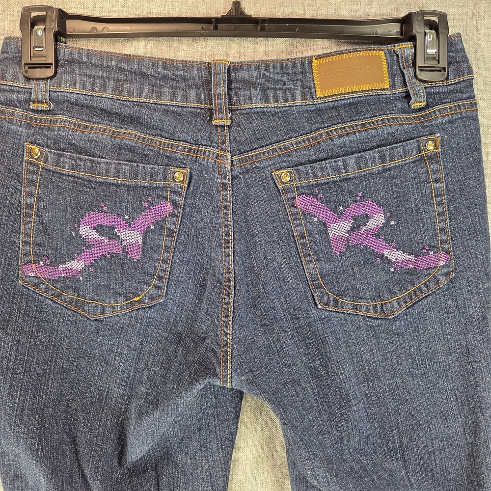 VTG Rocawear Jeans Women 11 Purple Embroidered R Logo Bootcut Y2K Streetwear